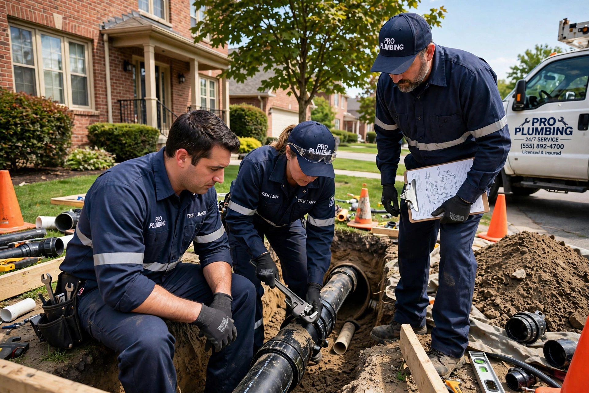 Emergency sewer repair crew responding to a residential backup in Buffalo Grove