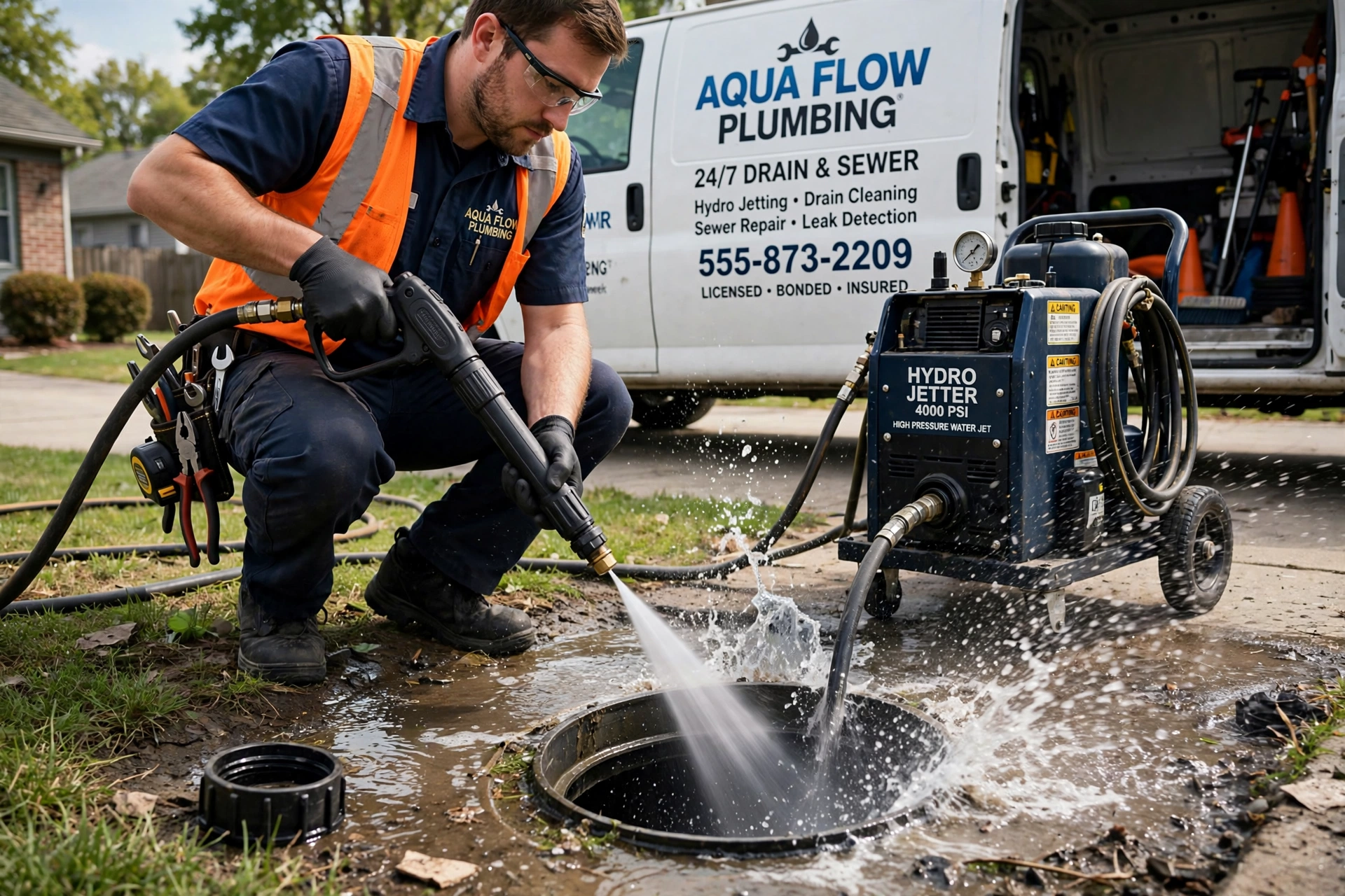 Preventive hydro jetting maintenance on a residential sewer line in Buffalo Grove